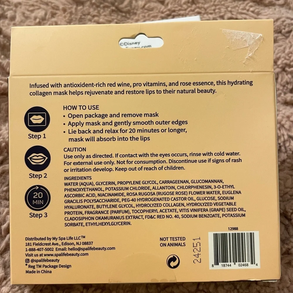 NWT Spalife Collagen Lip Masks Infused with Red Wine and Antioxidants